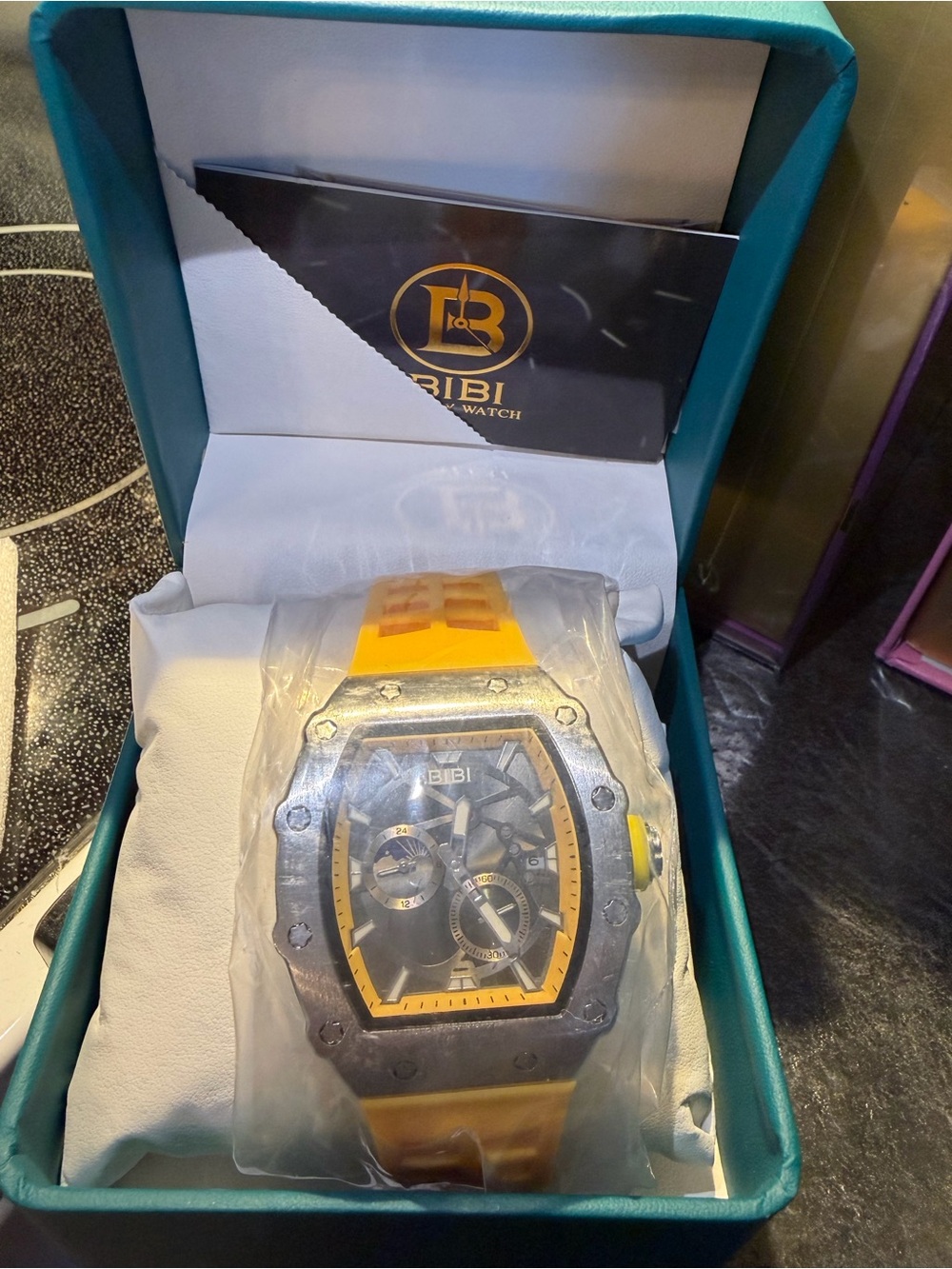 BiBi Yellow and Black Men's Sport Chronograph Watch